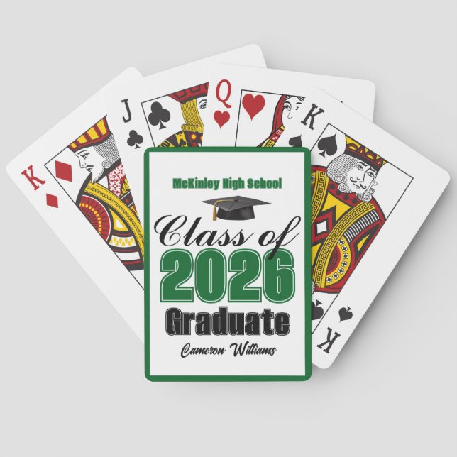 Green Class of 2026 Custom Graduation Party Playing Cards (Back)