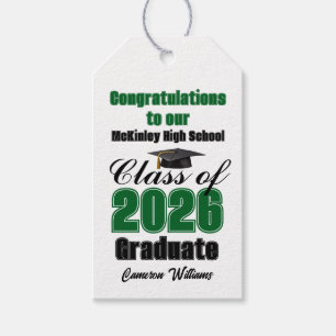 Green Class of 2026 Graduation Party Custom Gift Tags