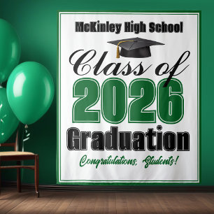 Green Class of 2026 Graduation Party Photo Booth Tapestry