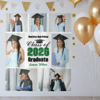 Green Class of 2026 Graduation Party Photo Collage