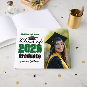 Green Class of 2026 Graduation Photo Guest Book