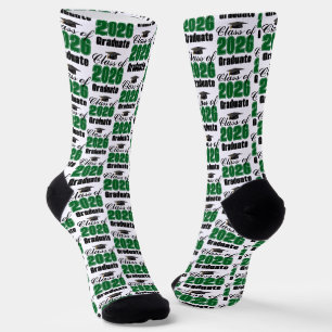 Green Class of 2026 Graduation Socks