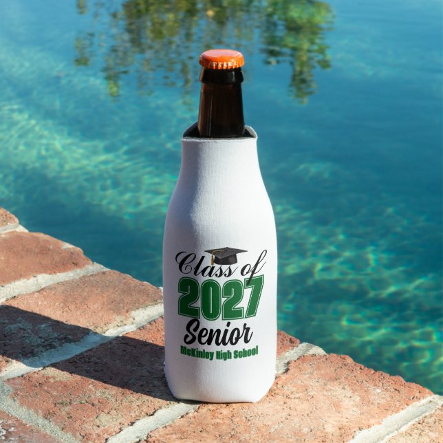 Green Class of 2027 Senior Custom High School Bottle Cooler (In Situ Pool)