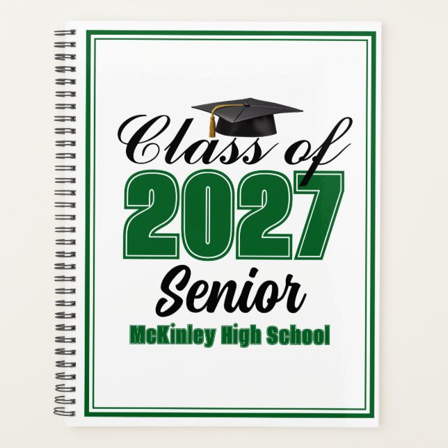 Green Class of 2027 Senior Custom High School Planner (Front)