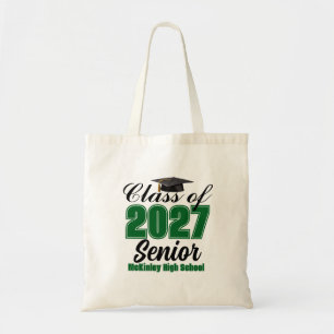 Green Class of 2027 Senior Custom High School Tote Bag