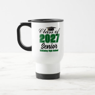 Green Class of 2027 Senior Custom High School Travel Mug