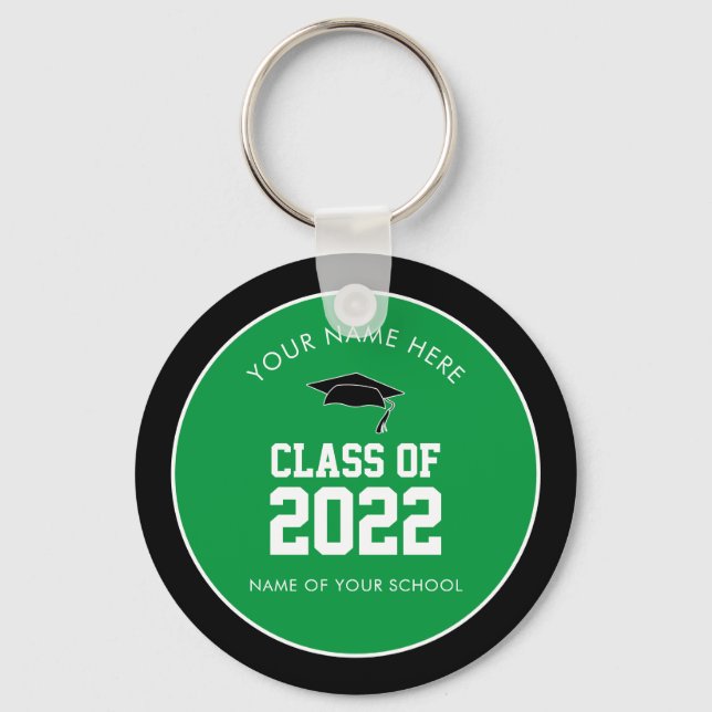 Green Class of High School Graduation Custo Key Ring (Front)