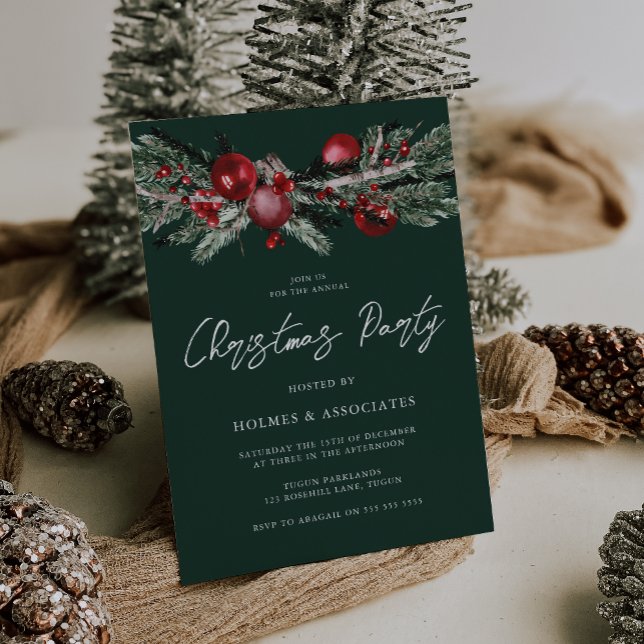 Green Classic Christmas Corporate Christmas Party Invitation (Creator Uploaded)