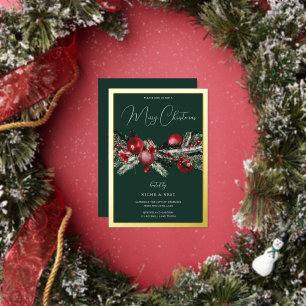 Green Classic Christmas Party Gold Border