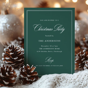 Green Classic Elegance Christmas Party Invitation
