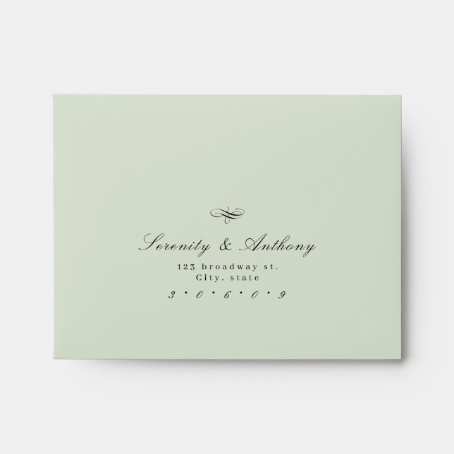 Green Classic Elegance Script wedding RSVP Envelope (Front)