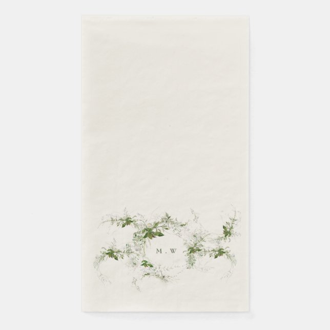 Green Classic Eucalyptus Monogram Wedding Napkin (Front)