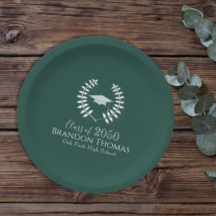 Green Classic Graduation Party Personalised Paper Plate