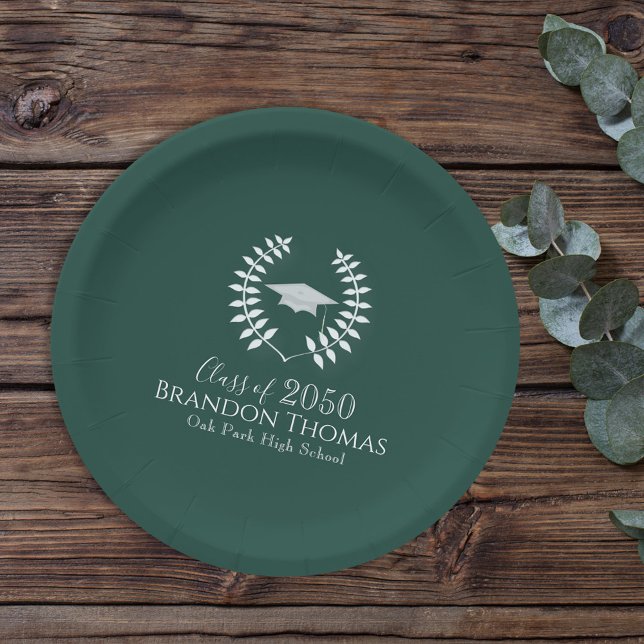 Green Classic Graduation Party Personalised Paper Plate (Creator Uploaded)