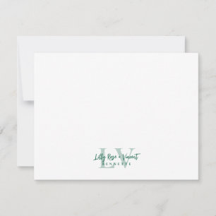Green Classic Monogram Couple Custom Wedding Card
