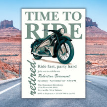 Green Classic Motorbike Ride Fast Retirement Party