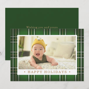 Green Classic Plaid Holiday Photo Card