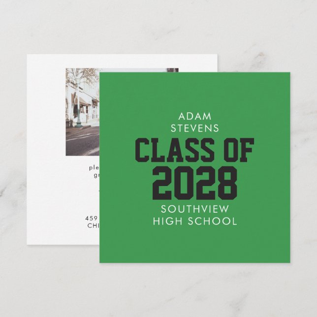 Green Classic Varsity Graduate Party Invitation (Front/Back)