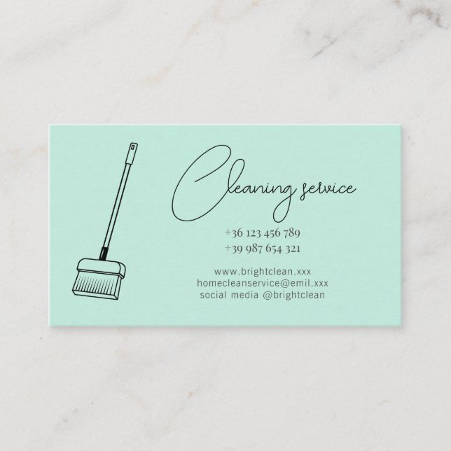 Green Cleaning Service Business Card (Front)