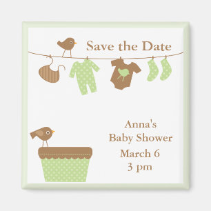 Green Clothesline Baby Shower Magnet