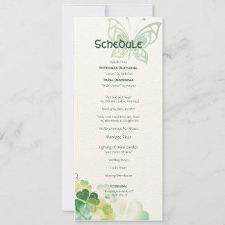 Green Clover and Butterfly Corners Schedule Invitation