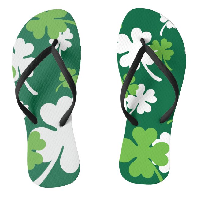 Green clover four leaves. St. Patrick's Day Jandals (Footbed)