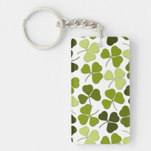 Green Clover in a Variety of Shades Key Ring
