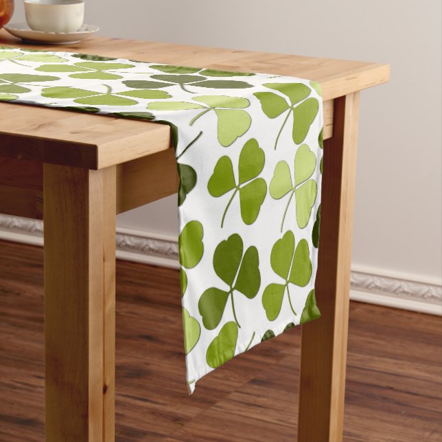Green Clover in a Variety of Shades Long Table Runner (In Situ)
