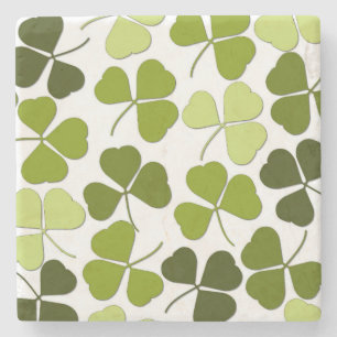 Green Clover in a Variety of Shades Stone Coaster