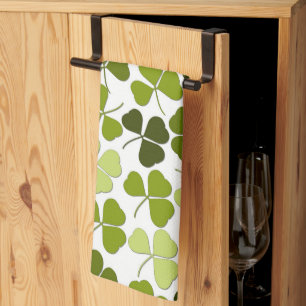 Green Clover in a Variety of Shades Tea Towel