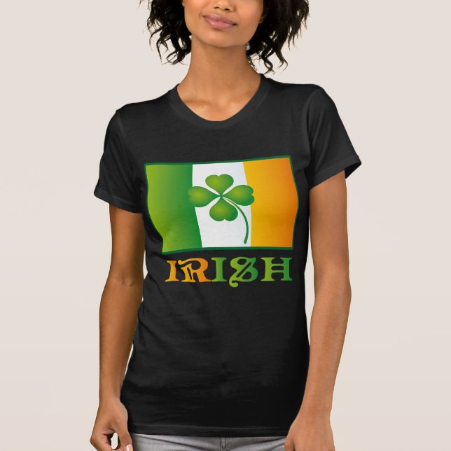 Green Clover Irish Flag St. Patrick's Day T-Shirt (Front)