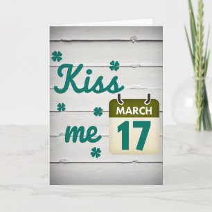 Green Clover Kiss Me Card