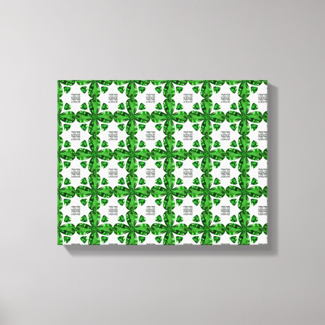 Green Clover Pattern Canvas Print (Front)