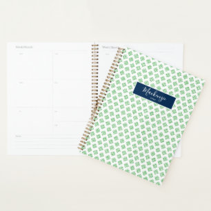 Green Clover Pattern Personalised School Calendar Planner