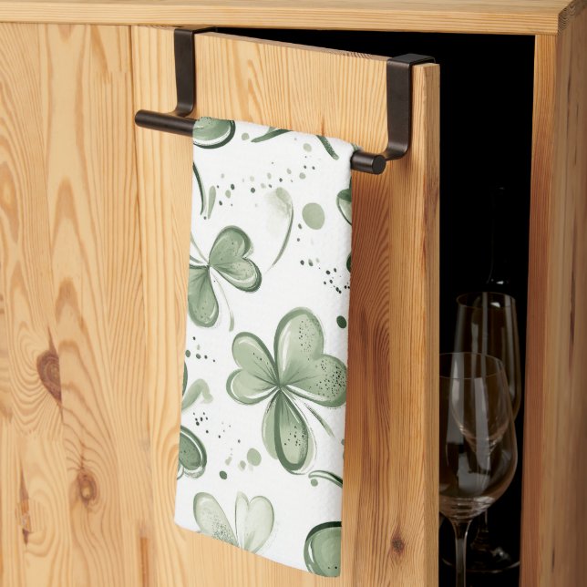  Green Clover Pattern • St. Patrick’s Day  Tea Towel (Thirds Fold)