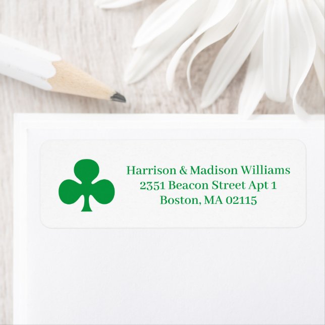 Green clover personalised custom Return Address  (Insitu)