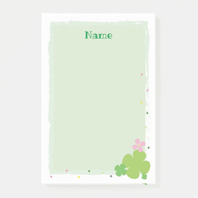 Green Clover Post it Notes Stationery (Front)