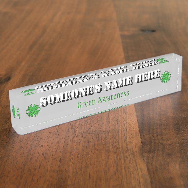 Green Clover Ribbon by Kenneth Yoncich Nameplate (Side)