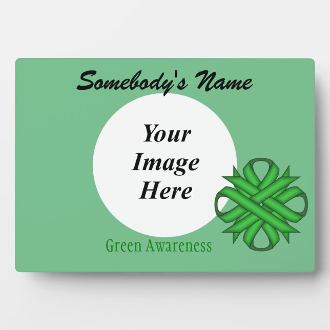Green Clover Ribbon Template by Kenneth Yoncich Plaque (Front)