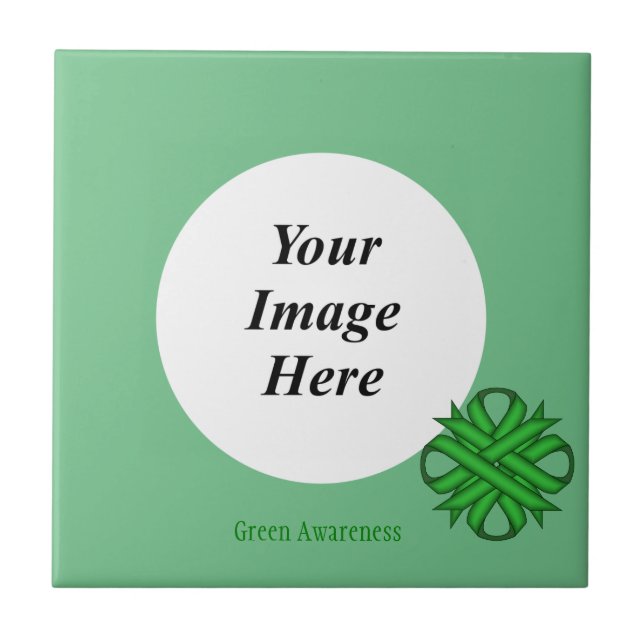 Green Clover Ribbon Template by Kenneth Yoncich Tile (Front)