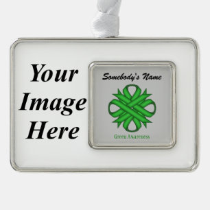 Green Clover Ribbon Tmpl (H-I) by Kenneth Yoncich Silver Plated Framed Ornament