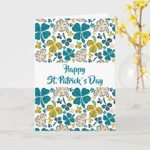 Green Clover Shamrock Pattern St. Patrick`s Day Card