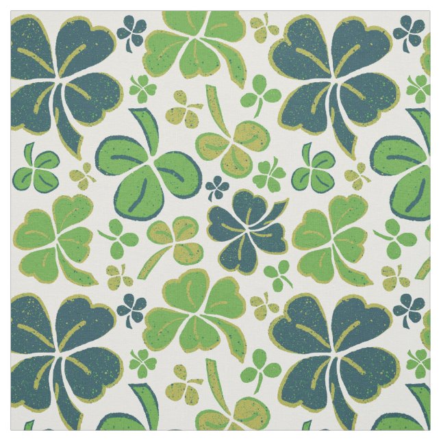Green Clover Shamrock Pattern St. Patrick`s Day Fabric (Swatch)