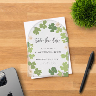 Green Clover Spring Wildflowers Wedding  Acrylic Invitations