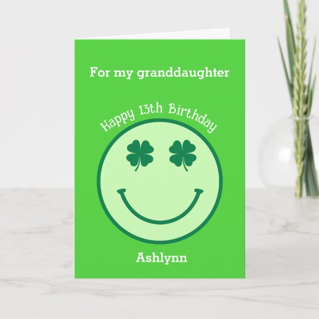 Green Clover St.Patrick's Day Birthday Card (Front)