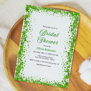 Green Clover St Patrick's Day Irish Bridal Shower  Invitation