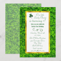 Green Clover with FAUX Gold Foil 1st Birthday