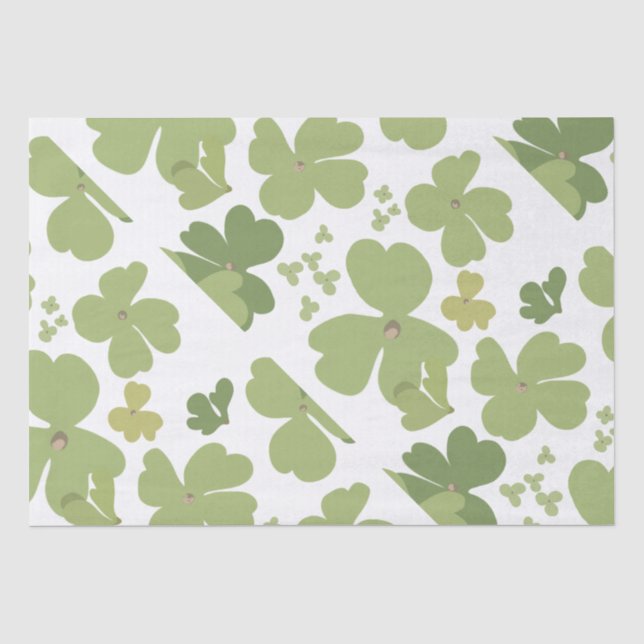 Green Cloverleaf St Patrick Day Garden Tissue Paper (Front)