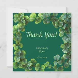 Green Clovers Baby Shower Thank You Card