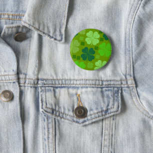 Green Clovers, Lucky Clovers, Saint Patrick's Day 6 Cm Round Badge
